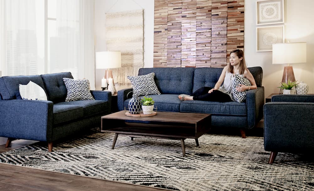 Tufted Living Room Furniture Hollywood Denim