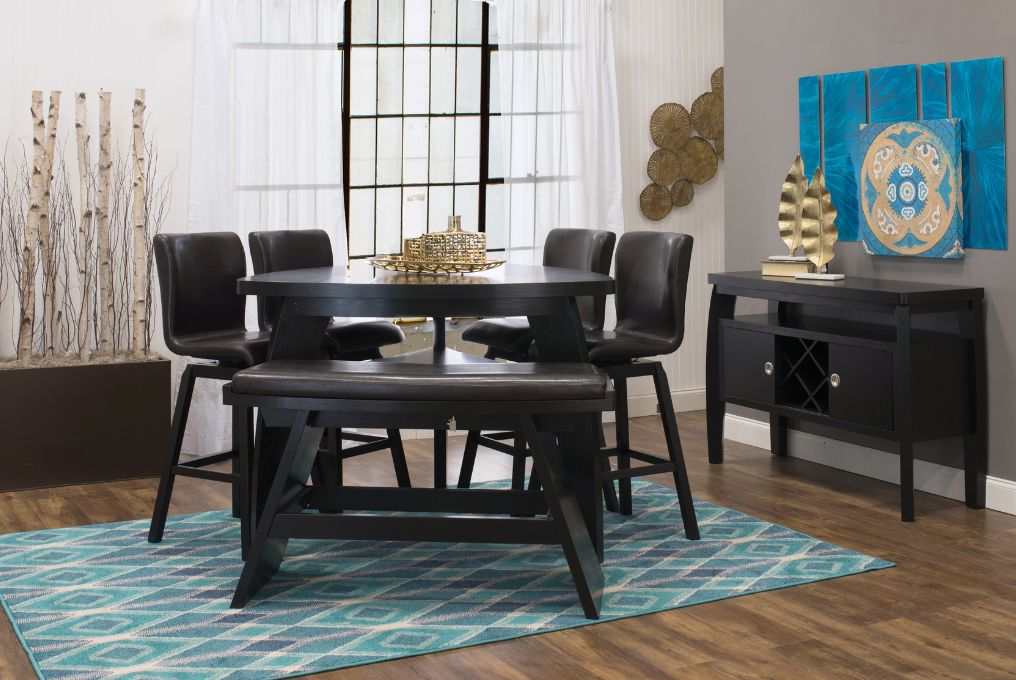 black wood dining table and chairs