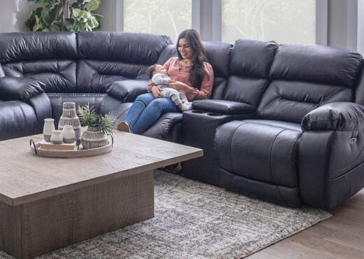 dark leather reclining sectional